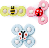 ALASOU 3PCS Suction Cup Spinner Toys for 1 2 Year Old Boy Girl Birthday Gift|Spinning Top Baby Bath Toy for Kids Ages 1-3|Sensory Airplane Travel Toy Easter Basket Stuffers for Toddlers Infant
