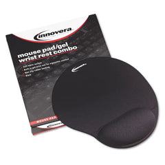 Innovera Mouse Pad with Fabric-Covered Gel Wrist Rest, 10.37 x 8.87, Black (IVR50448)
